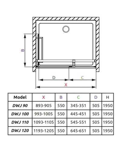 Душевая дверь Radaway Carena DWJ 100 L прозрачное