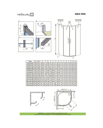 Душевая дверь Radaway Idea PDD 90 387139-01-01 стекло прозрачное