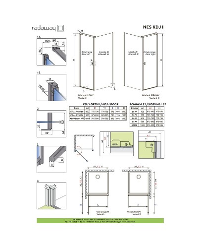 Душевая дверь Radaway Nes KDJ I 90 L 10022090-01-01L профиль Хром стекло прозрачное