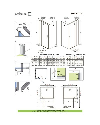 Душевая дверь Radaway Nes KDJ II 100 L 10032100-01-01L профиль Хром стекло прозрачное
