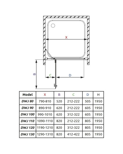 Душевая дверь Radaway Almatea DWJ 120 L прозрачное