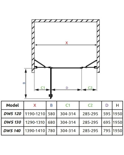 Душевая дверь Radaway EOS II DWJS 120 L прозрачное