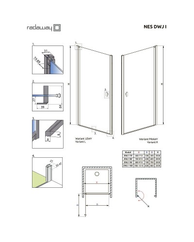 Душевая дверь Radaway Nes Black DWJ I 100 R 10026100-54-01R профиль Черный стекло прозрачное