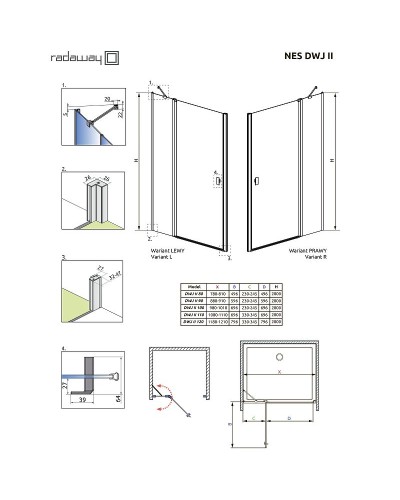 Душевая дверь Radaway Nes DWJ II 100 R 10036100-01-01R профиль Хром стекло прозрачное