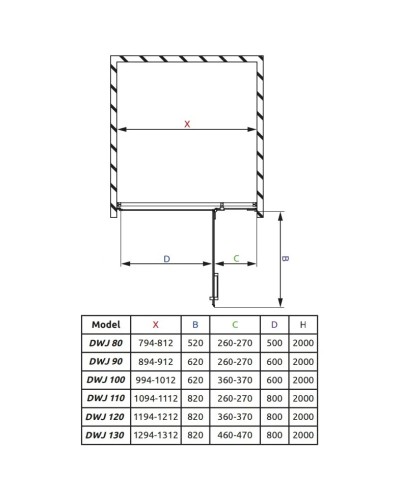 Душевая дверь Radaway Euphoria DWJ 80 R прозрачное