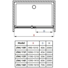 Душевая дверь Radaway Espera DWJ 140 L зеркальное