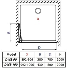 Душевая дверь Radaway Arta DWB 90 L прозрачное