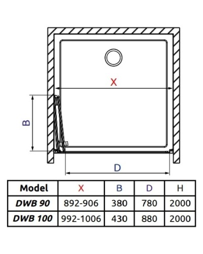 Душевая дверь Radaway Arta DWB 90 L прозрачное