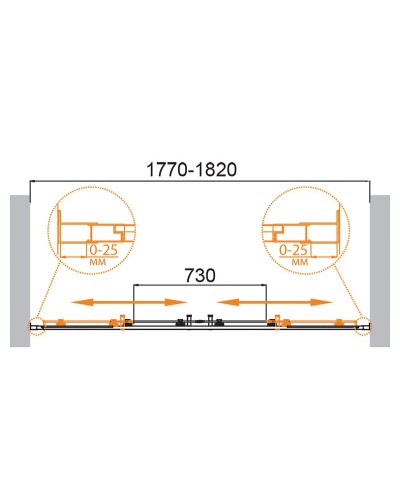 Душевая дверь Cezares Molveno 180 MOLVENO-BF-2-180-P-Cr профиль Хром стекло рифленое