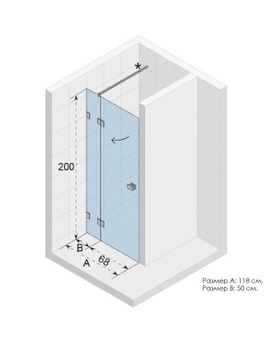 Душевая дверь Riho SZ Scandic NXT X104 118 P G001026120 (GX00703C2) профиль Хром стекло прозрачное