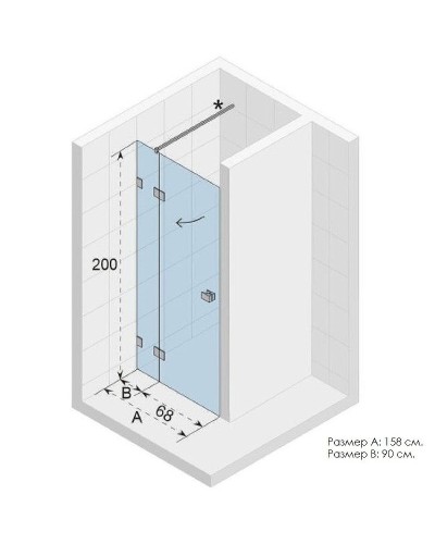 Душевая дверь Riho SZ Scandic NXT X104 158 P G001030120 (GX00705C2) профиль Хром стекло прозрачное