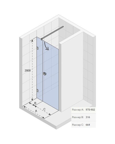 Душевая дверь Riho SZ Scandic NXT X102 100 P G001012120 (GX07120C2) профиль Хром стекло прозрачное
