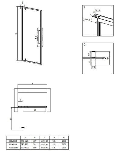Душевая дверь RGW Stilvoll SV-02B 90 06320209-14 профиль Черный стекло прозрачное