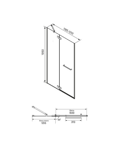 Душевая дверь Iddis Slide 121 SLI6CH2i69 профиль Хром стекло прозрачное
