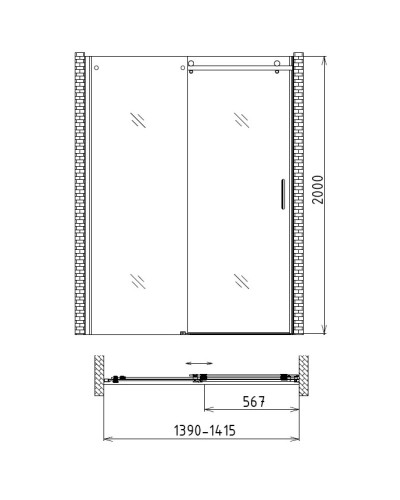 Душевая дверь 140 см Gemy Modern Gent S25191A прозрачное