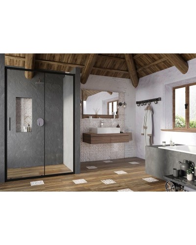 Душевая дверь Ravak Blix Slim BLSDP2-110 X0PMD0300Z1 профиль Черный матовый стекло Transparent