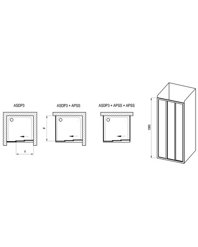 Душевая дверь Ravak Supernova ASDP3-100 00VA01R211 профиль Белый витраж пластик Pearl
