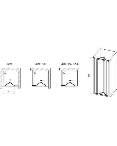 Душевая дверь Ravak Supernova SDZ3-90 02V701O211 профиль Белый витраж пластик Pearl