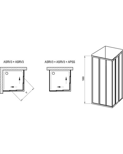 Душевая дверь Ravak Supernova ASRV3-75 198 15V30UR2Z1 профиль Сатин стекло Transparent