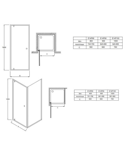 Душевая дверь Jacob Delafon Serenity 90х190 E14P90-GA профиль Хром стекло прозрачное