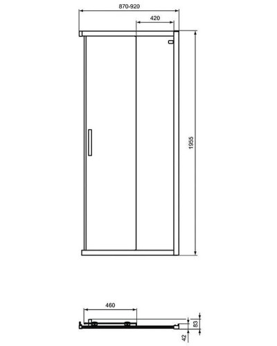 Душевая дверь Ideal Standard Connect 2 90 K9261EO профиль Хром стекло прозрачное