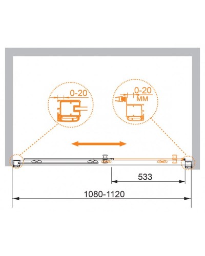 Душевая дверь в нишу CEZARES ANIMA-W-BF-1-110-P-Cr