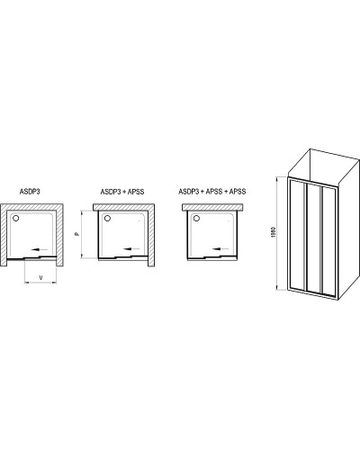 Душевая дверь Ravak Supernova ASDP3-110 00VD01R2Z1 профиль Белый стекло Transparent