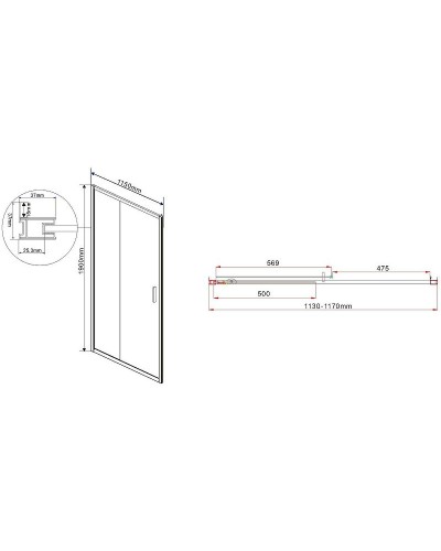 Душевая дверь Vincea Garda 115 VDS-1G115CH профиль Хром стекло шиншилла