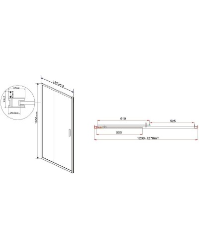 Душевая дверь Vincea Garda 125 VDS-1G125CH профиль Хром стекло шиншилла