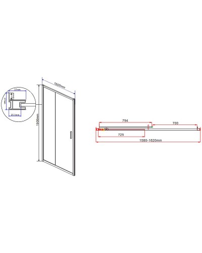 Душевая дверь Vincea Garda 160 VDS-1G160CH профиль Хром стекло шиншилла