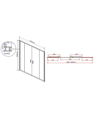Душевая дверь Vincea Garda 190 VDS-1G2190CL профиль Хром стекло прозрачное