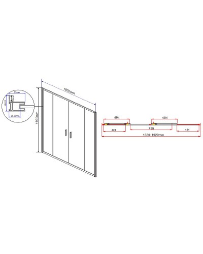 Душевая дверь Vincea Garda 200 VDS-1G2200CL профиль Хром стекло прозрачное