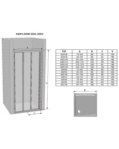 Душевая дверь Ravak Supernova ASDP3-110 00VD03R2Z1 профиль Черный стекло Transparent