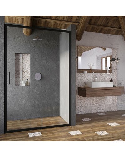 Душевая дверь Ravak Blix Slim BLSDP2-100 X0PMA0300Z1 профиль Черный матовый стекло Transparent