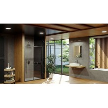 Душевая дверь Ravak Blix Slim BLSDP2-100 X0PMA0300Z1 профиль Черный матовый стекло Transparent