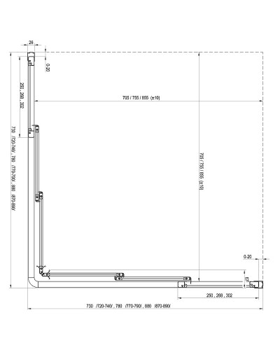 Душевая дверь Ravak Supernova ASRV3-90 198 15V701R2ZG профиль Белый стекло Grape