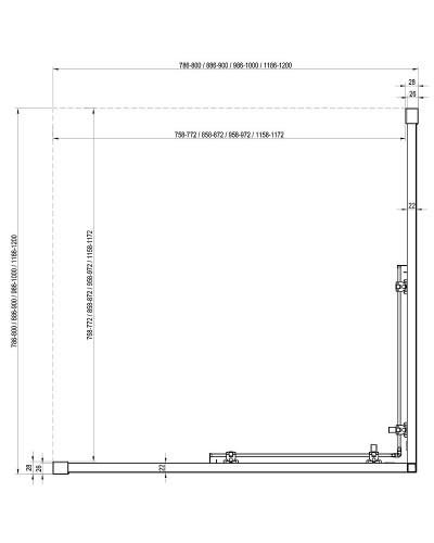 Душевая дверь Ravak Blix Slim BLSRV2K-80 X1XM40300Z1 профиль Черный стекло Transparent