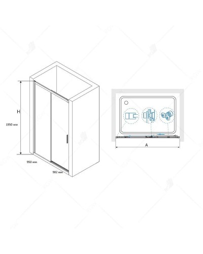 Душевая дверь RGW Leipzig LE-12B 200 34121220-14 профиль Черный стекло прозрачное