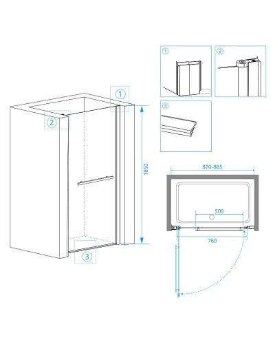 Душевая дверь RGW Passage PA-03 90 41080309-51 профиль Хром стекло шиншилла