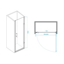 Душевая дверь RGW Passage PA-06B 80 41080608-54 профиль Черный стекло шиншилла