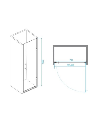 Душевая дверь RGW Passage PA-06B 80 41080608-54 профиль Черный стекло шиншилла