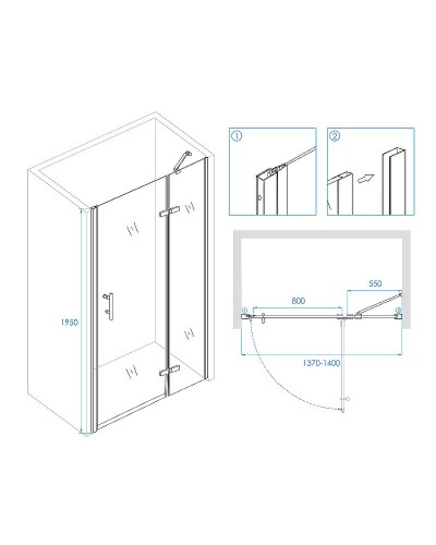 Душевая дверь RGW Passage PA-07B R 140 41080714-84R профиль Черный стекло прозрачное