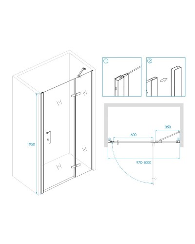 Душевая дверь RGW Passage PA-07B R 100 41080710-84R профиль Черный стекло прозрачное