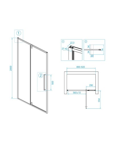 Душевая дверь RGW Stilvoll SV-03 90 06320309-14 профиль Черный стекло прозрачное