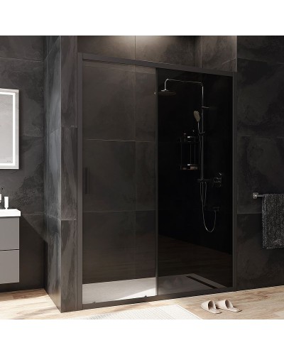 Душевая дверь AM.PM Gem 140 W90G-140-1-195BG профиль Черный матовый стекло тонированное-прозрачное