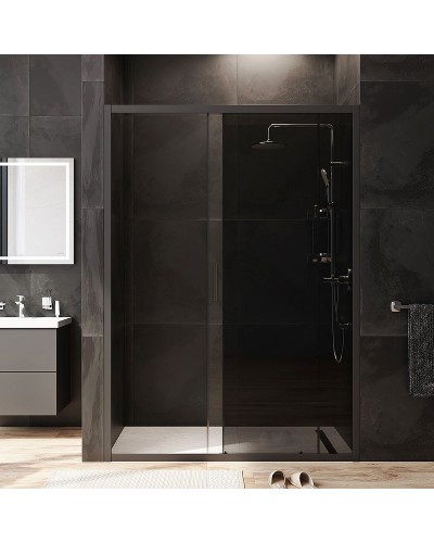 Душевая дверь AM.PM Gem 140 W90G-140-1-195BG профиль Черный матовый стекло тонированное-прозрачное