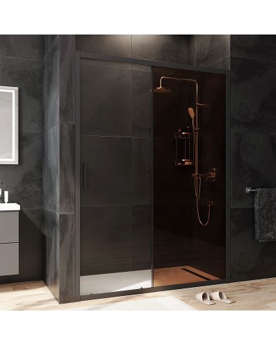 Душевая дверь AM.PM Gem 140 W90G-140-1-195BBr профиль Черный матовый стекло бронзовое-прозрачное