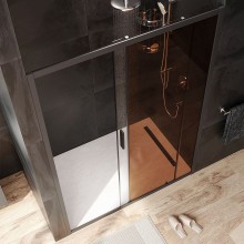 Душевая дверь AM.PM Gem 140 W90G-140-1-195BBr профиль Черный матовый стекло бронзовое-прозрачное