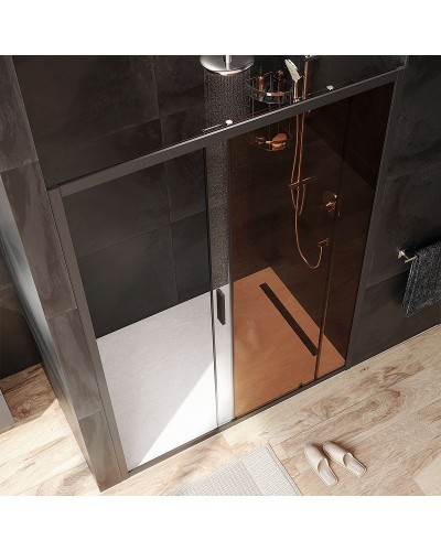 Душевая дверь AM.PM Gem 140 W90G-140-1-195BBr профиль Черный матовый стекло бронзовое-прозрачное