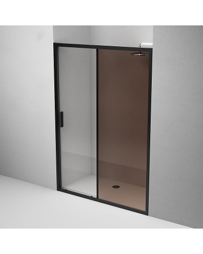 Душевая дверь AM.PM Gem 140 W90G-140-1-195BBr профиль Черный матовый стекло бронзовое-прозрачное